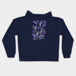 Very Peri Flowers and leaves, violets, floral pattern, periwinkle Kids Hoodie